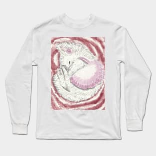 Cute kitten sleeping pink Long Sleeve T-Shirt